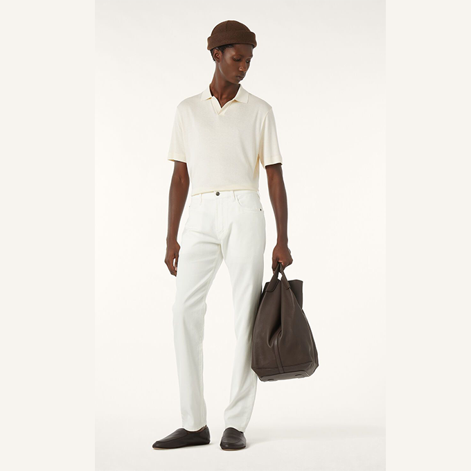 loro piana short sleeve silk cotton blend polo